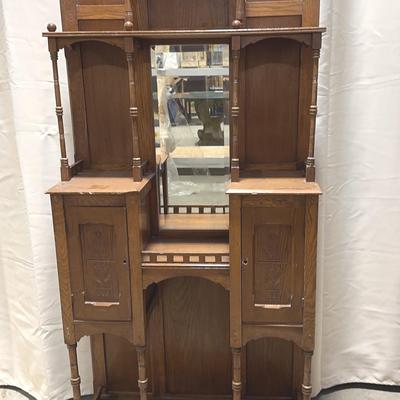 Antique wooden mirrored hall stand