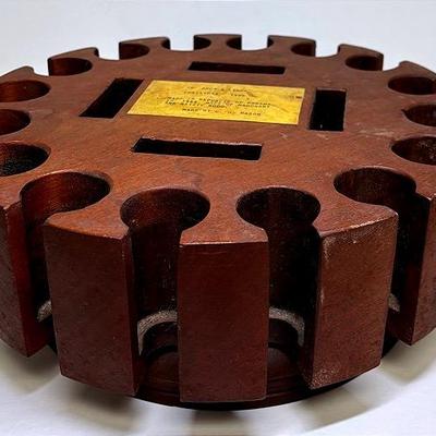 Vintage Large Wooden Poker Chip Holder 