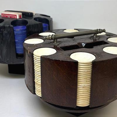 Vintage Revolving Pocker Racks With Chips 