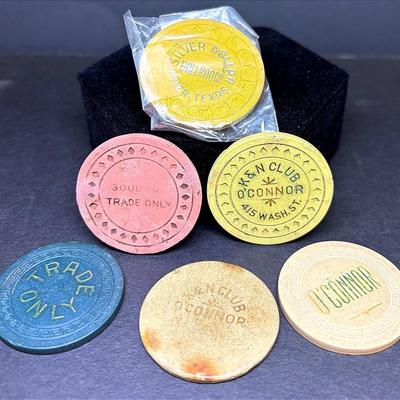 Vintage Illegal Casino “K & N Club” Poker Chips and More