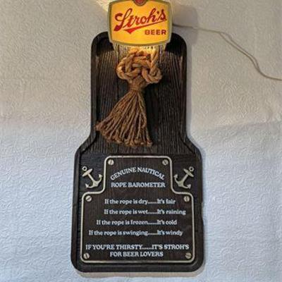 Stroh's Beer Rope Barometer Lighted Advertising Display .jpg