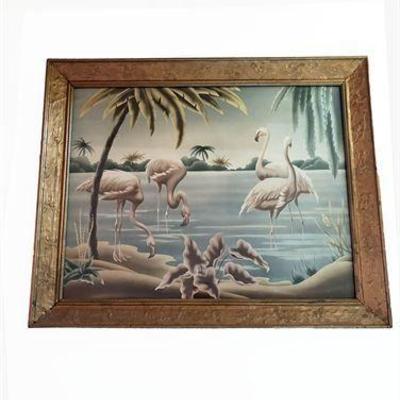 Original1940's Turner Alfonso Toran Flamingo Framed Print .jpg