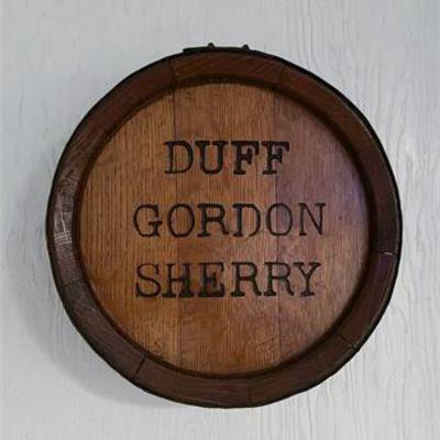 Vintage Duff Gordon Sherry Wood Barrelhead Display .jpg