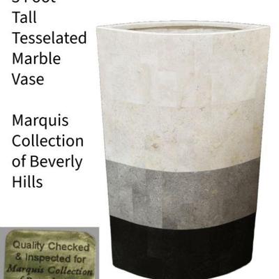 4 ft tall Marquis of Beverly Hills tessellated marble vase