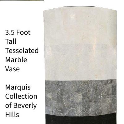 3.5ft tall Marquis of Beverly Hills tessellated marble vase