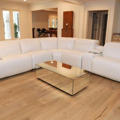 Man Wah Italian Leather power recliner sectional sofa