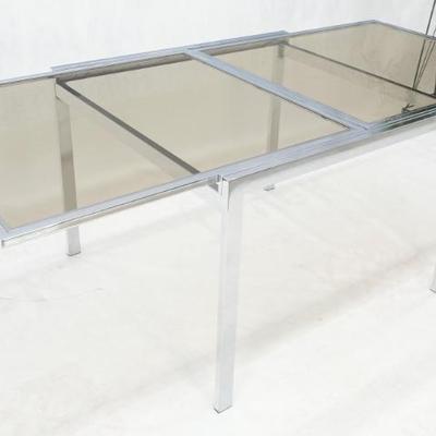 Mid-Century MOdern chrome and glass dining table- Milo Baughmann