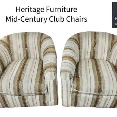 Mid-Century Modern Heritage swivel club chairs