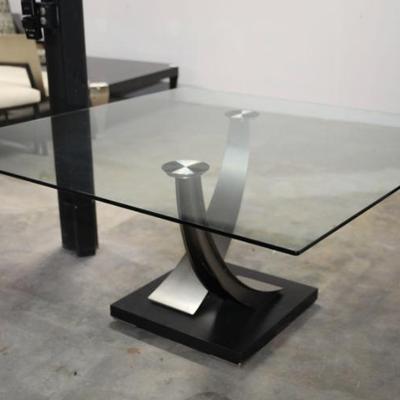 Contemporary glass top dining table