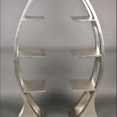 Silver wood arched shelves