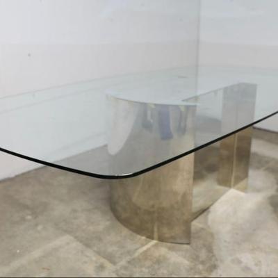 Mid-Century Modern Chrome and glass dining table
