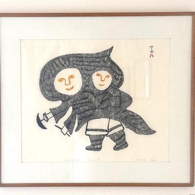 Inuit Print Signed, Sails “Women With Ulu” 