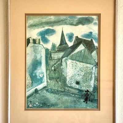 Watercolor Signed & Framed Chagall 1975
