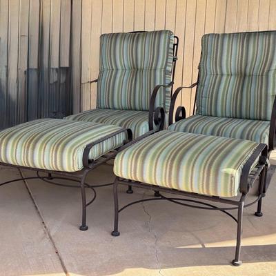 Metal Cross Weave Outdoor Chairs & Ottomans 