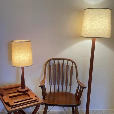 All Wood Chair And Lamps 