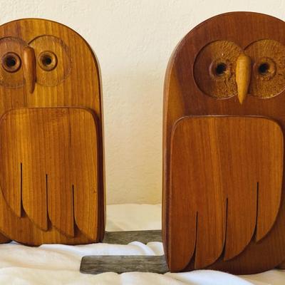 MCM 70’s Signed Owl Books Ends