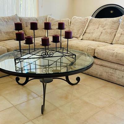 Glass Top Table & Candlelabra
