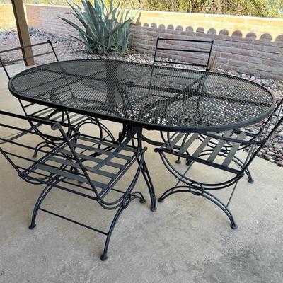 Mesh Metal Five Piece Patio Furniture Set 