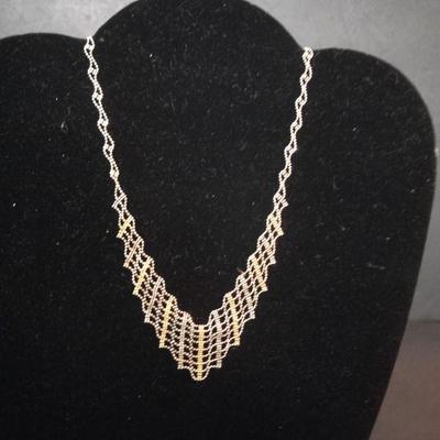 10k & Sterling Wavy Bead "V" Lobster Claw Clasp Necklace - 18" - New with Tag