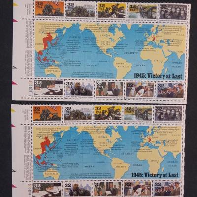 Vintage 1995 WWII 1945: Victory at Last 32¢ Stamp (2) Mint Sheets #2981