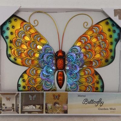 Garden Wall Hammered Metal Butterfly - 21" x 18" - New