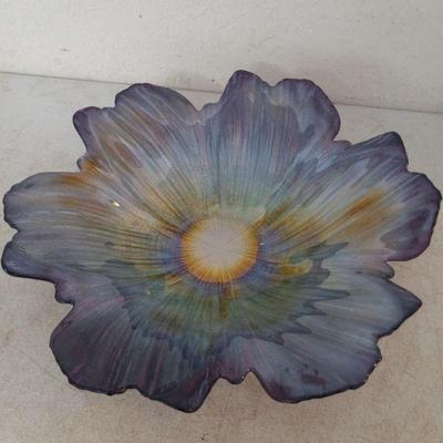 Vintage Iridescent Mercury Glass Bowl in Flower Shape Bowl - 15" Diameter x 3½" Deep