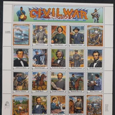 Vintage 1995 Civil War 32¢ Stamp Mint Sheet #2975
