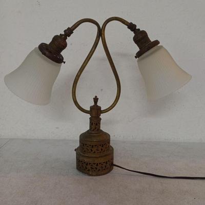 Antique Brass Desk/Table Lamp - 15" Tall