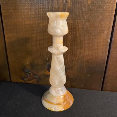 Carved Stone Candlestick 
