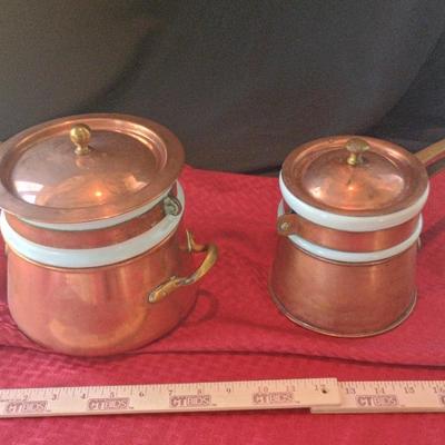 2 Brass & Copper Double Boilers