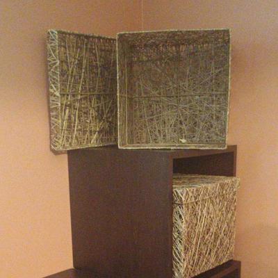 4 Square Woven Grass Containers