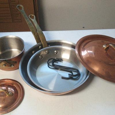 2 Brass & Copper Fry Pan & 1 Sauce Pan
