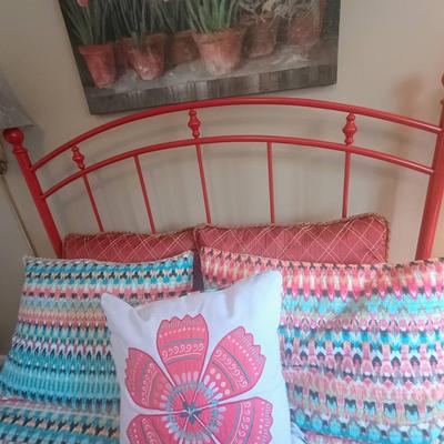Red Metallic Double Bed Frame/Box Spring/Mattress