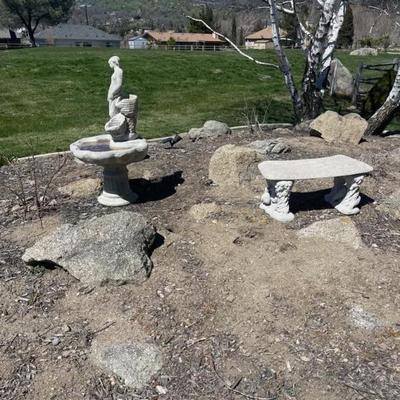Cement bench and fountain 