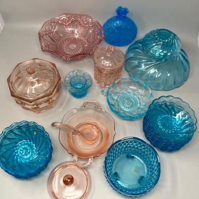 Blue & Peach & Pink Glass