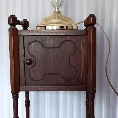 Antique Smoking Stand & Bankers' Lamp 