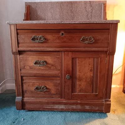 Antique Marble Top Dry Sink 