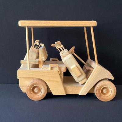 Handcrafted Wooden Golf Cart And Golf Bags