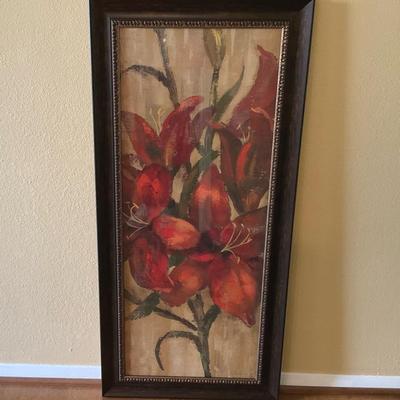 Framed “Vivid Red Lily on Gold” by Silvia Vassileva