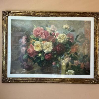 Print Of Roses In A Glass Vase By Albert Williams