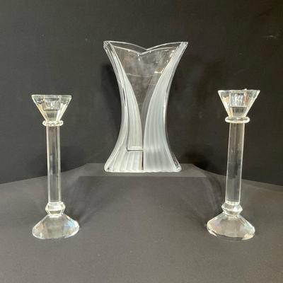 Mikasa Vase And A Pair Of Candle Holders 