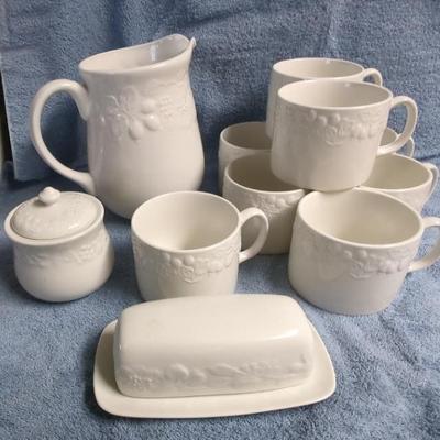 Gibson Mugs, Pitcher, Butter Dish, Sugar Bowl