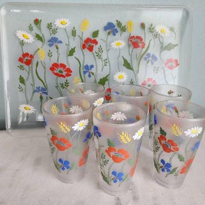 HJ Stotter Acrylic Flower Glasses & Tray 