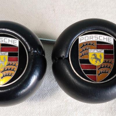 Vintage Amco Porsche Crest Leather Shift Knob