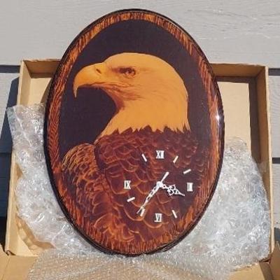 Handmade Wooden Clock With Eagle