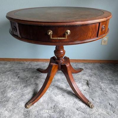 Vintage Drum Accent Table w/Claw Feet 