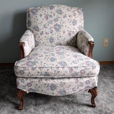 Light Florals Cushioned Arm Chair-Vintage 
