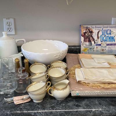 Entertaining Items Featuring Bohemia Royal Ivory China, Linens
