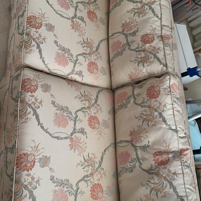 Beautiful Tan With Pink Orange Floral Pattern Sofa