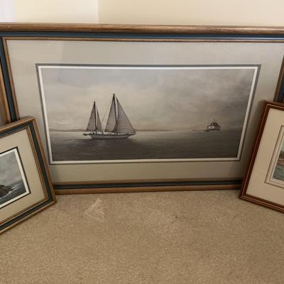 3 David Knowlton coastal themed prints 